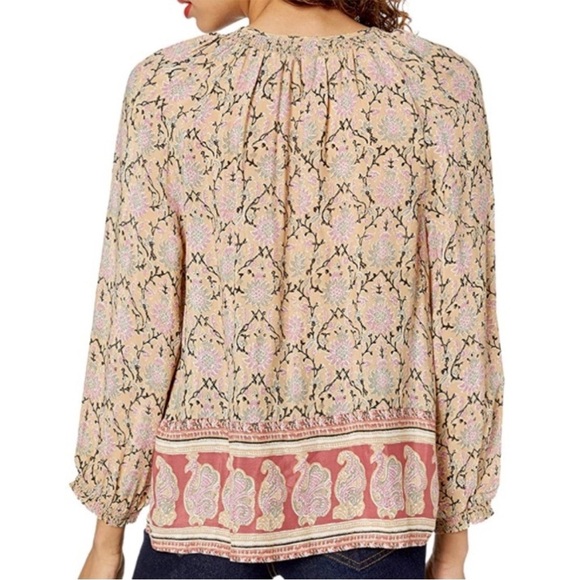 Lucky Brand Paisley Peasant Top Tassel Tie Boho Pink Size Small - Picture 3 of 7